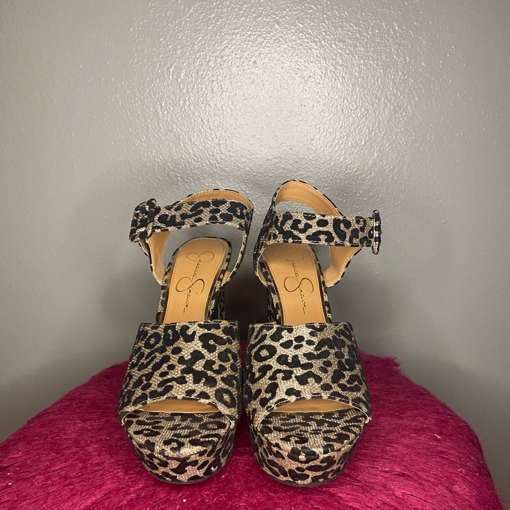 Jessica Simpson Glitter Cheetah Print Heels
